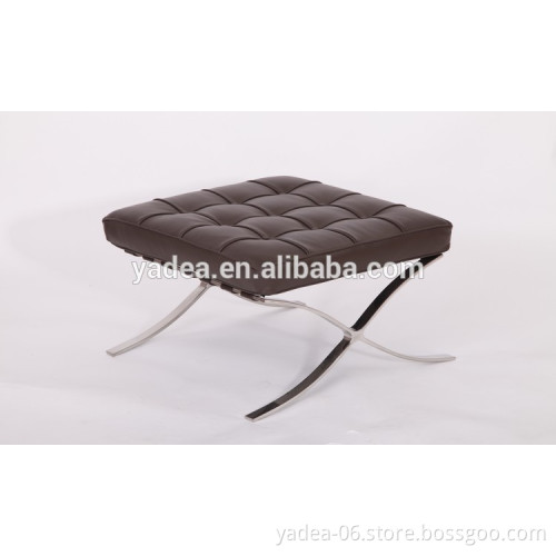 Brown leather elegant modern barcelona bench stool replica